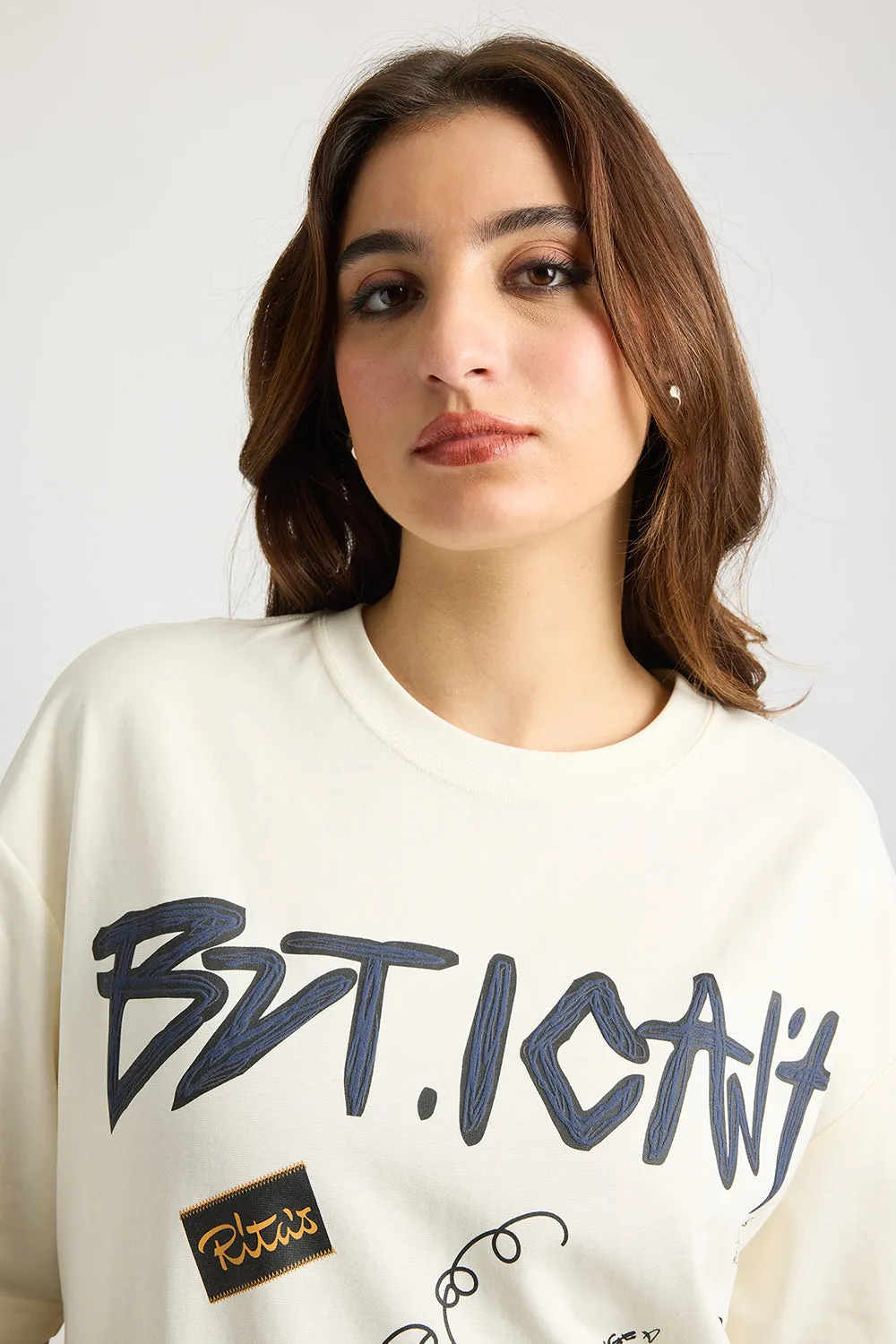 White I Can't Graphic T-Shirt