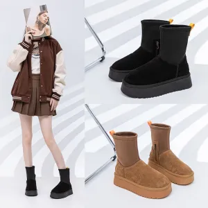 Winter Pencil Boots Thick-sole Snow Uggs Women's Stretch Side Zipper Socks Snow Shoes