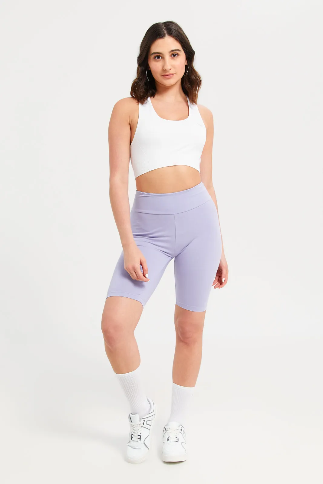 Women Lilac Biker Shorts