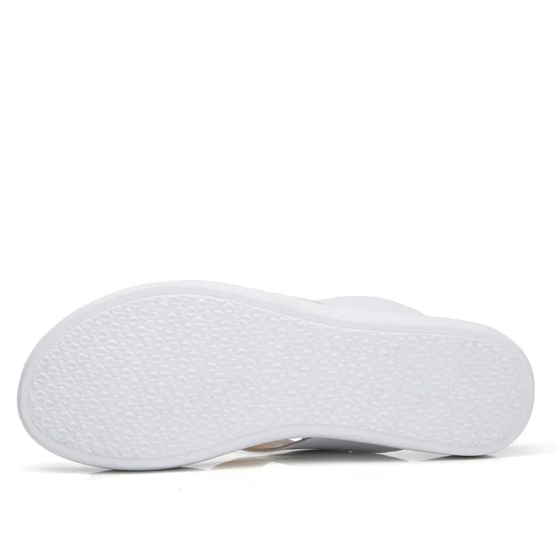 Women Wedge Heels Slip on Leather Platform Slipper