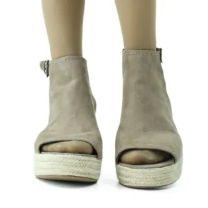 Women's Faux Suede Wedge Sandal,Greige