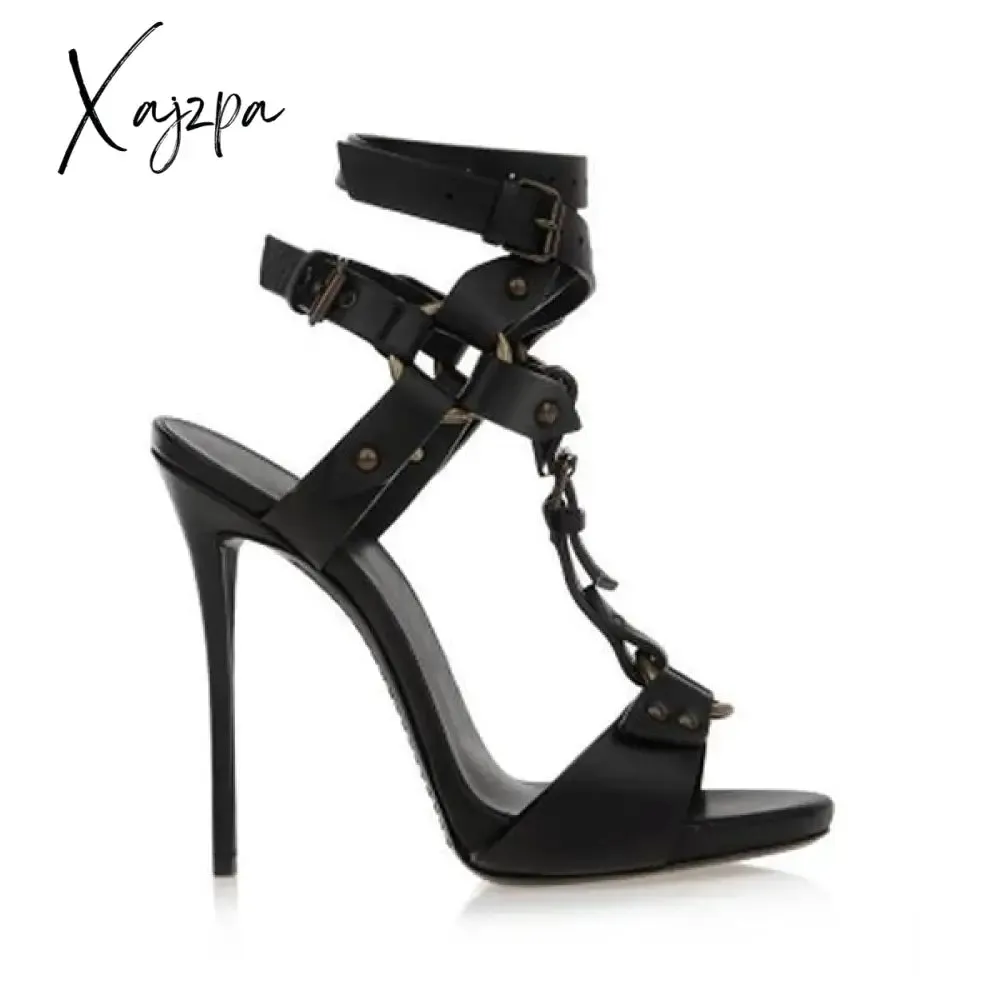 Xajzpa - Women Nightclub High Heels Gladiator Heels Split Leather Ankle Strap High Heels