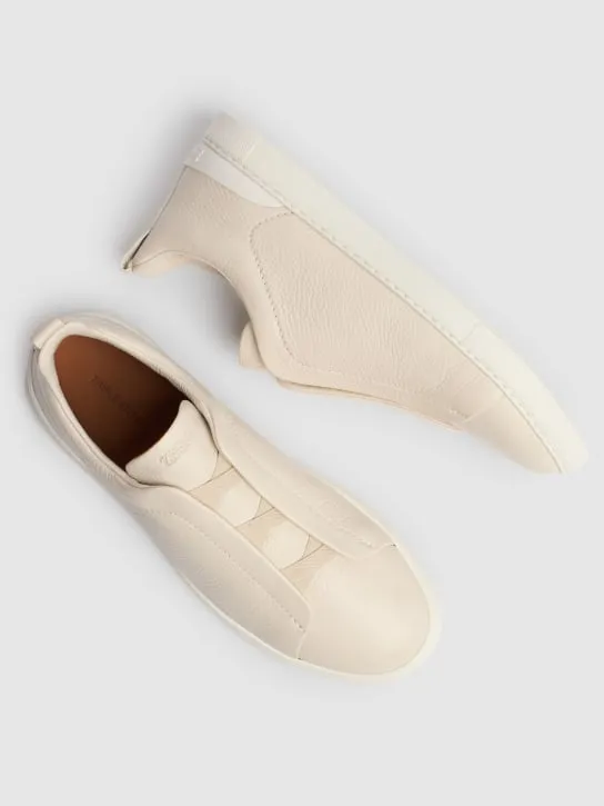 Zegna   Triple Stitch leather low-top sneakers 